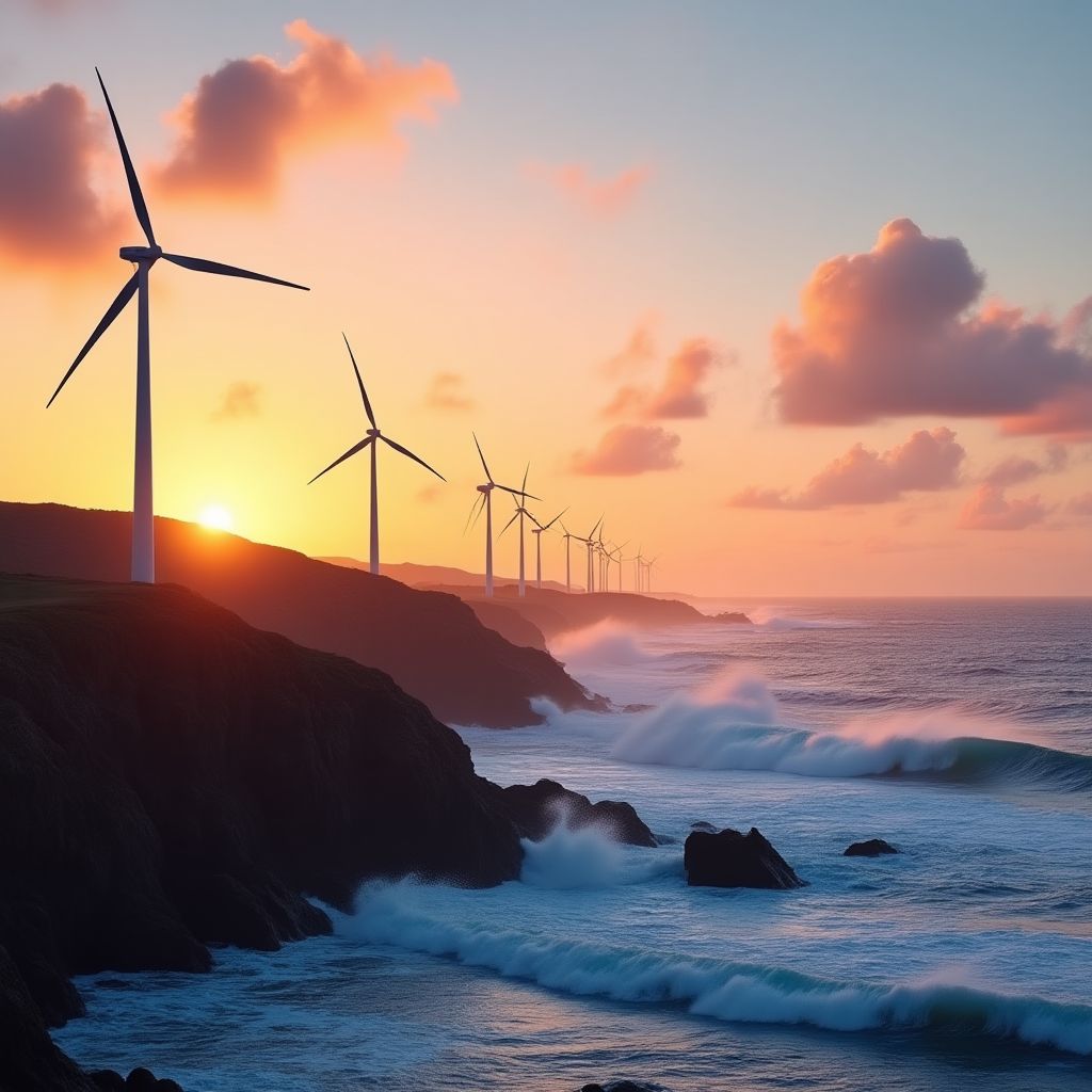 Turbinas eólicas na costa atlântica